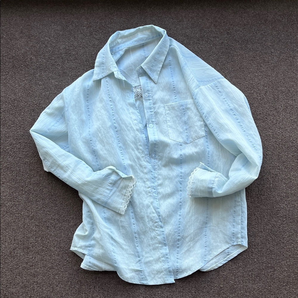 Light Blue Men's Casual Button-Up Shirt